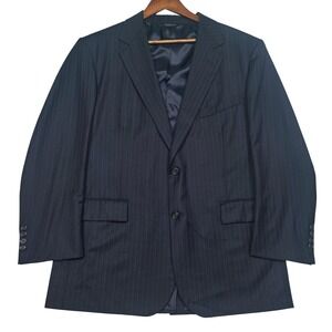 Vtg Brooks Brothers Pinstripe Golden Fleece Wool Suit Jacket 44R Blue USA Union